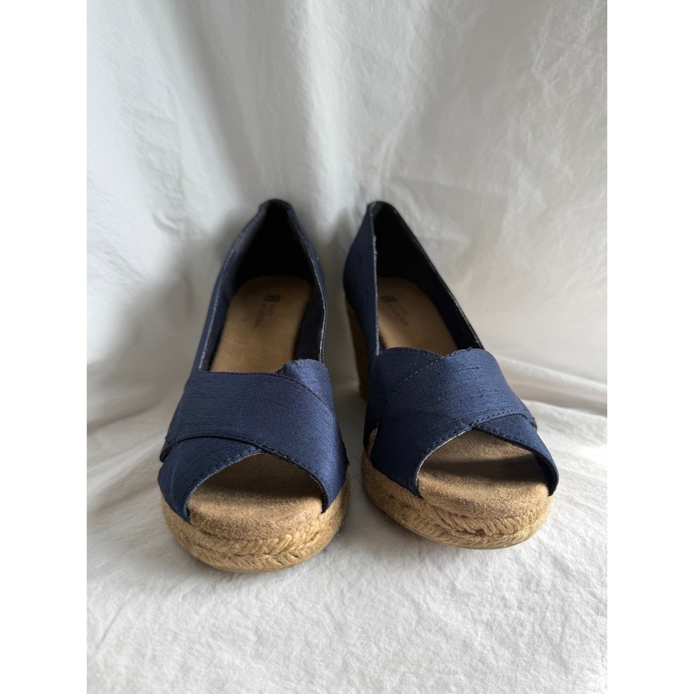White Mountain Matador Navy Blue Espadrille Wedge Sandals Womens 8.5 M W14494Z